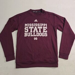 Adidas Mississippi State Bulldogs NCAA Sweatshirt Mens Sz S Maroon Pullover EUC